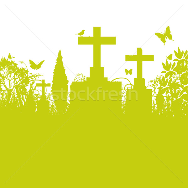 Blades of grass and cemetery Stock photo © Ustofre9