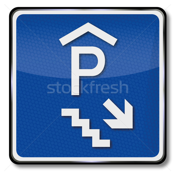 Indicator rutier parcare garaj subsol familie cumpărături Imagine de stoc © Ustofre9