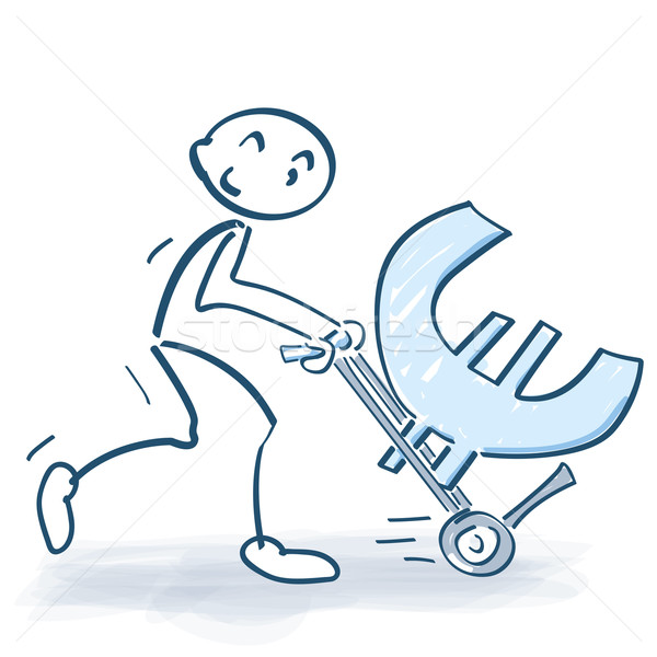 Stick figure with hand truck and big Euro Stock photo © Ustofre9