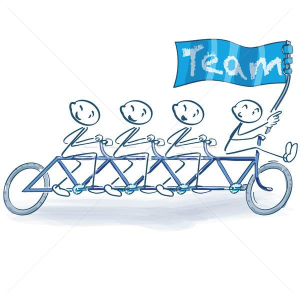 Stick figures as a bicycle troop with the flag team Stock photo © Ustofre9