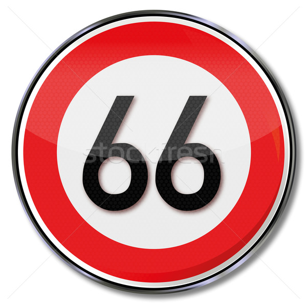 Stock photo: Sign sixty-six and pension