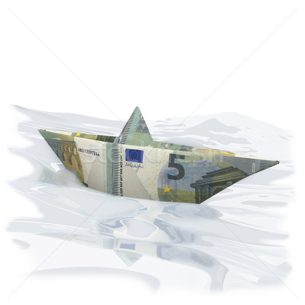 Stock foto: Wenig · Papier · Boot · fünf · Euro · Geld