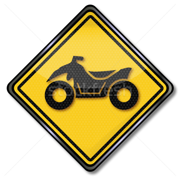 Stock photo: Road sign with a quad