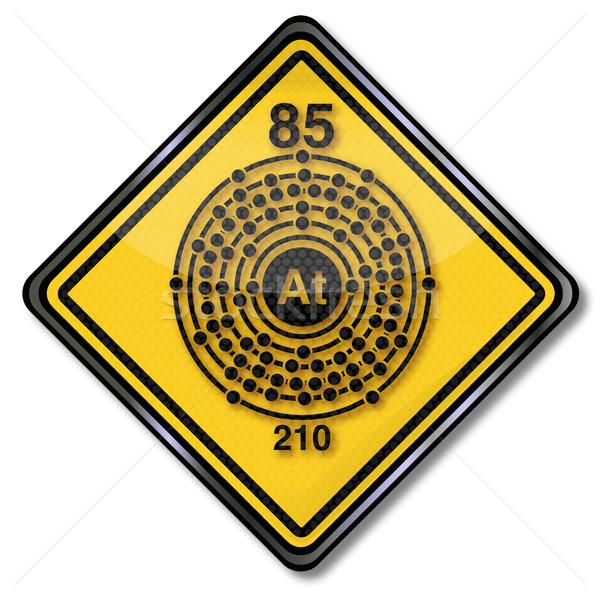 Stock photo: Chemistry shield and chemical character astatine