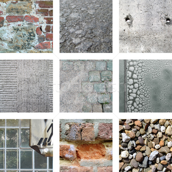 Nine pictures of old stones and weathered walls Stock photo © Ustofre9