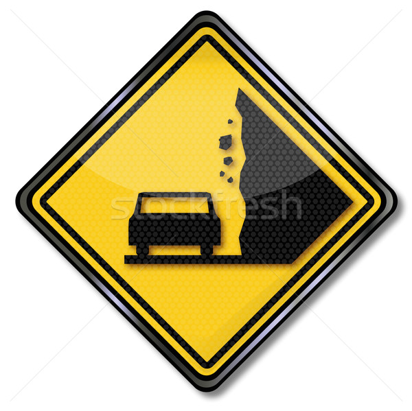 Traffic sign warning avalanche and rockfall Stock photo © Ustofre9