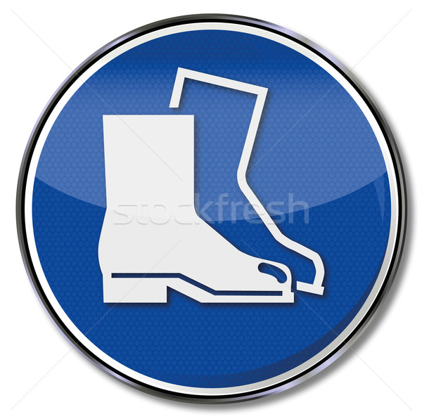 Obligatoire signe sécurité chaussures bleu usine [[stock_photo]] © Ustofre9