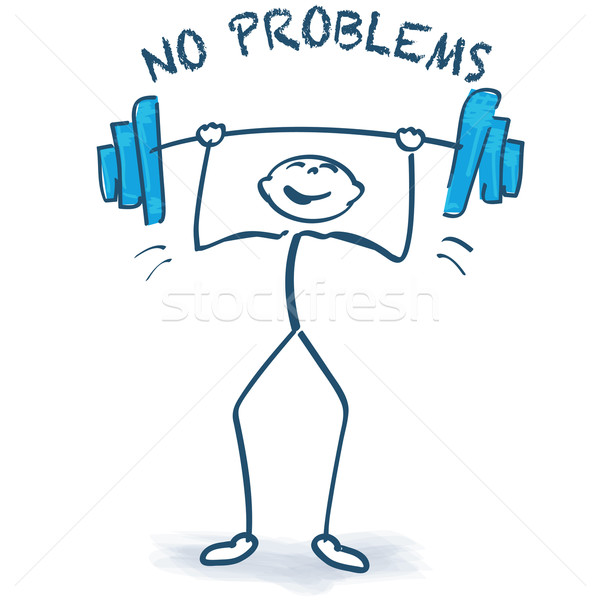 Stick figure with weight lifting and no problems Stock photo © Ustofre9