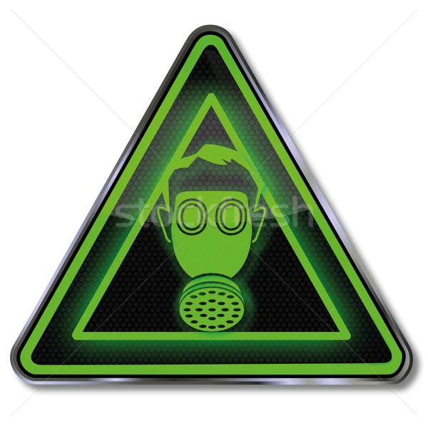 Figyelmeztető jel zöld benzin gázmaszk festék egészség Stock fotó © Ustofre9