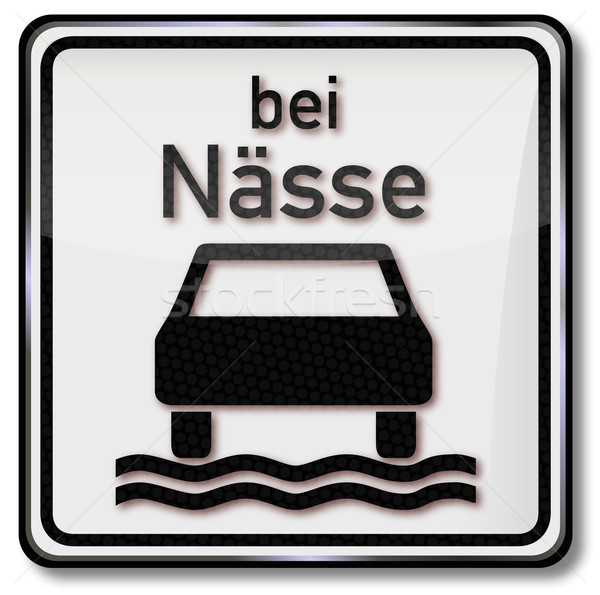 Traffic sign warning hydroplaning in wet conditions Stock photo © Ustofre9