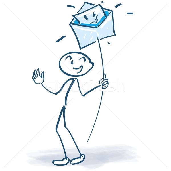 Stick figure with a letter or e-mail on a stalk Stock photo © Ustofre9