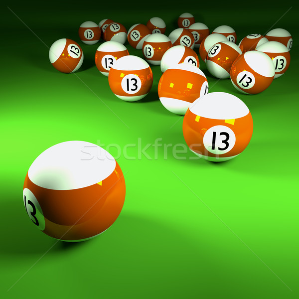 Stock photo: Orange white billiard balls number thirteen 
