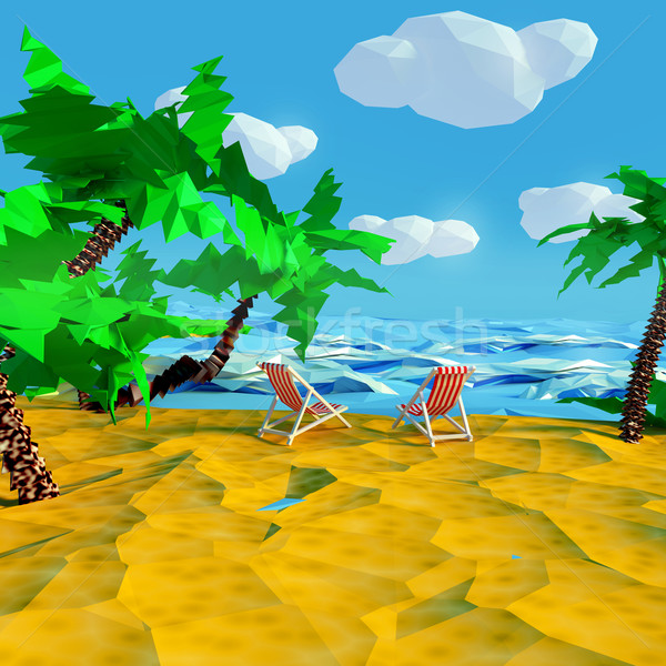 пляж два Lounge стульев пальмами морем Сток-фото © Ustofre9