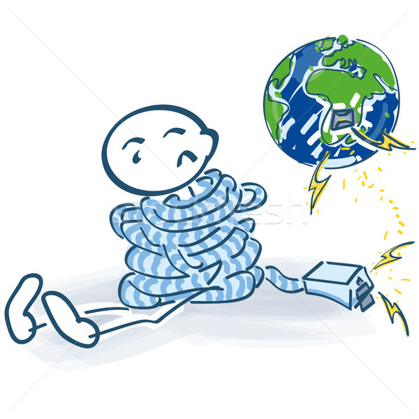 Stick figure tied up and no contact with the internet in the world Stock photo © Ustofre9