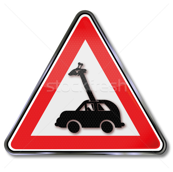 Sign giraffe driving a car Stock photo © Ustofre9