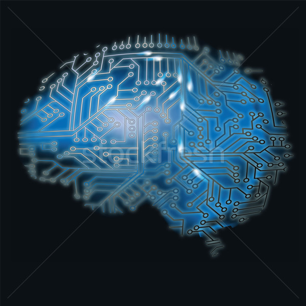 Stock photo: Brain and computer 