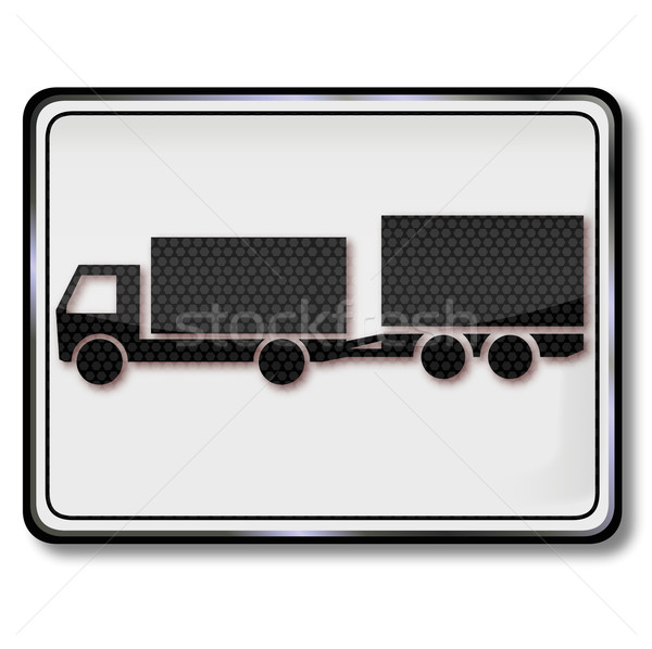 Sign with truck and smaller biaxial trailer Stock photo © Ustofre9