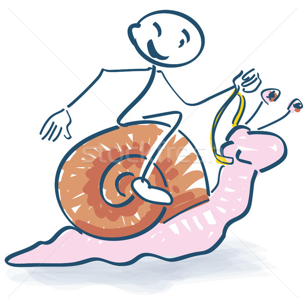 Stick figure sitting on a snail and worm race Stock photo © Ustofre9