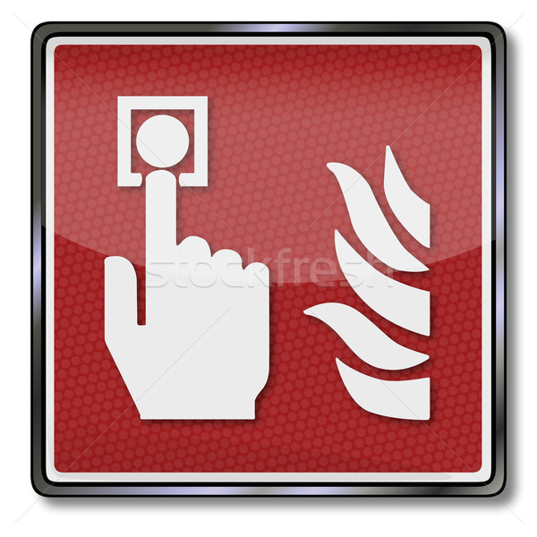 Foto stock: Fuego · seguridad · signo · detector · humo · contacto