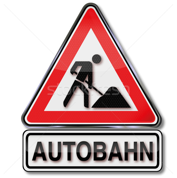Road sign highway and highway construction site  Stock photo © Ustofre9