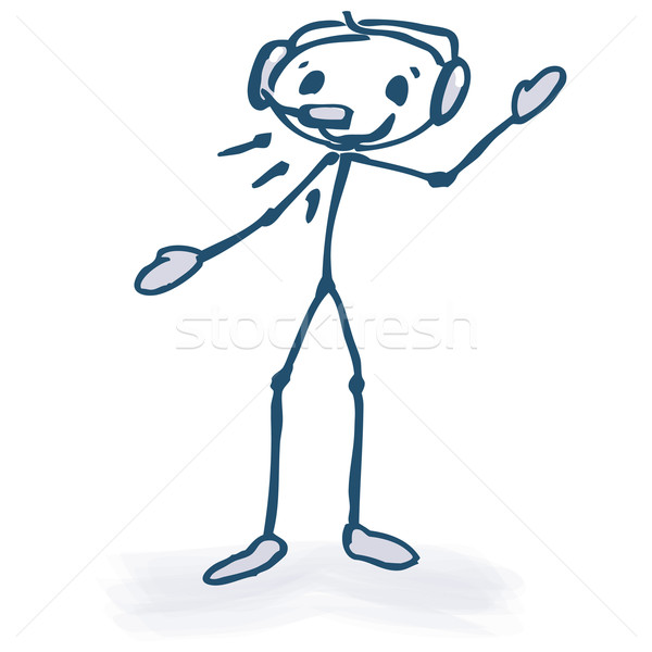 Stick figure with headset  Stock photo © Ustofre9