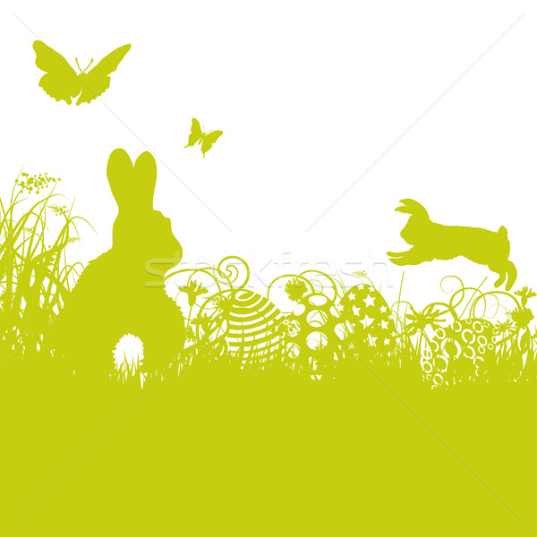 Easter bunny, rabbits and easter eggs Stock photo © Ustofre9