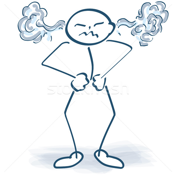 Stick figure with anger and smoke out of the ears Stock photo © Ustofre9