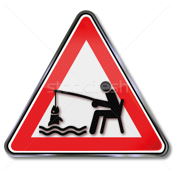 Stock photo: Sign angler angling fishing a fish  in a fishing club