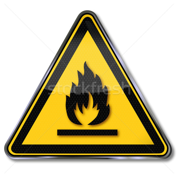 [[stock_photo]]: Signe · de · danger · inflammable · matériaux · feu · signe