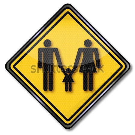 Sign family and a family car Stock photo © Ustofre9