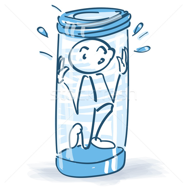 Stick figure sits firmly in the glass and is afraid Stock photo © Ustofre9