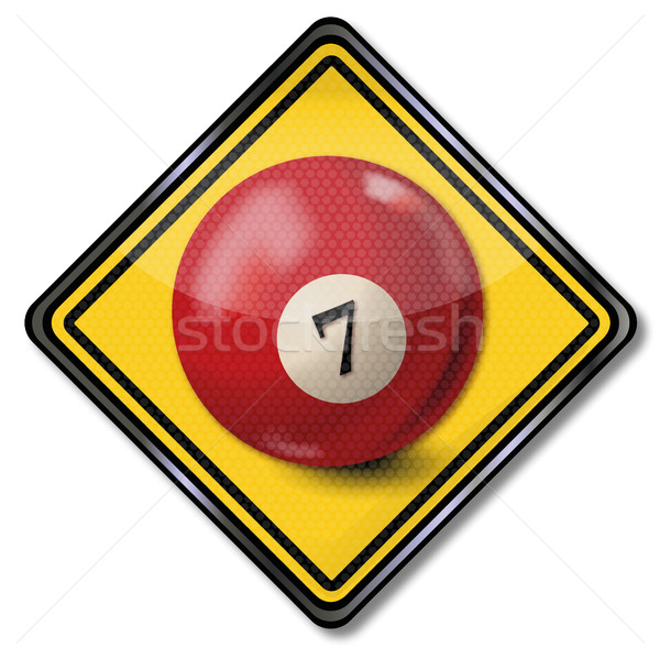 Sign with dark red pool billiard ball number 7 Stock photo © Ustofre9