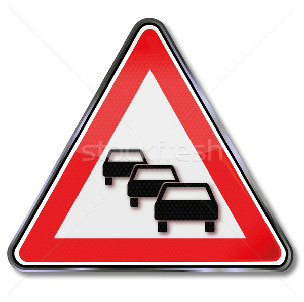 Stock photo: Road sign zipper in traffic