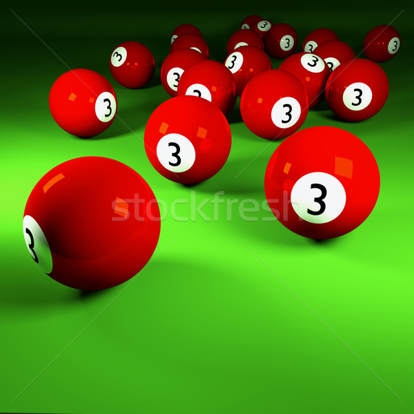 Piros biliárd golyók szám három sportok Stock fotó © Ustofre9