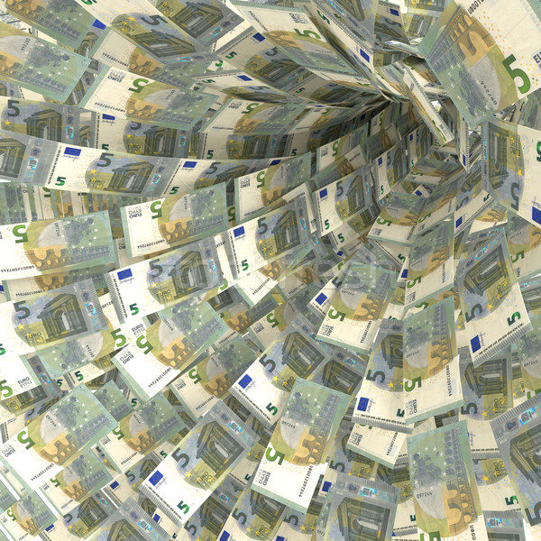 Stock photo: Money vortex of 5 Euro notes