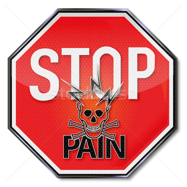 Stop sign with pain, lightning and skull Stock photo © Ustofre9