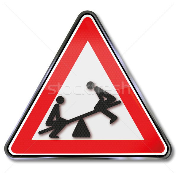Sign with two people on the seesaw Stock photo © Ustofre9