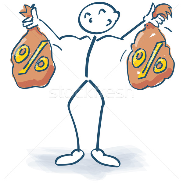 Stick figure with moneybags and percentages Stock photo © Ustofre9