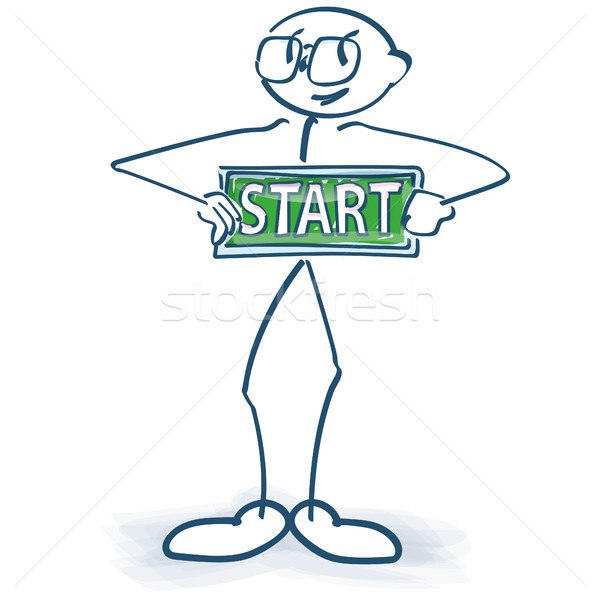 Stick figure with green tags and start Stock photo © Ustofre9