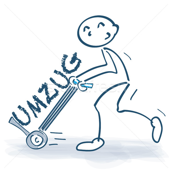Stick figure with hand truck and moving house work Stock photo © Ustofre9
