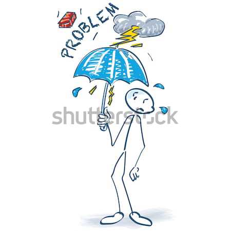 Stick figure with an ax behind his back Stock photo © Ustofre9