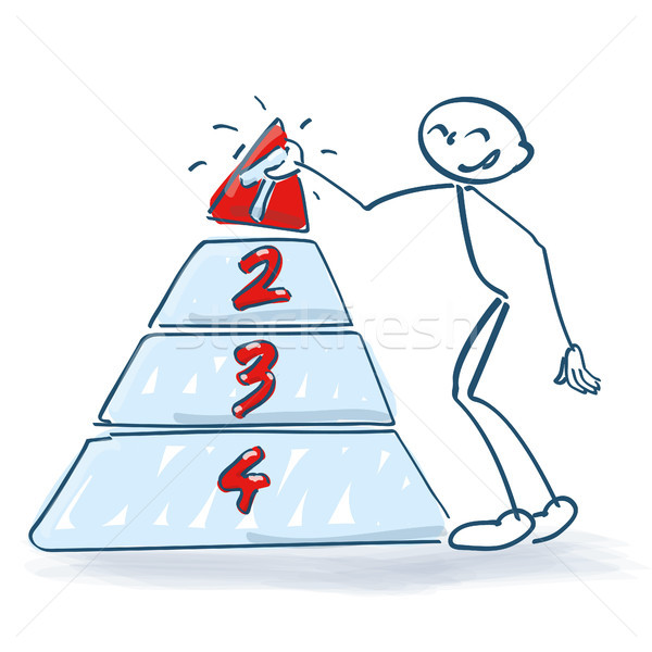 Stick figure with a pyramid and numbers Stock photo © Ustofre9