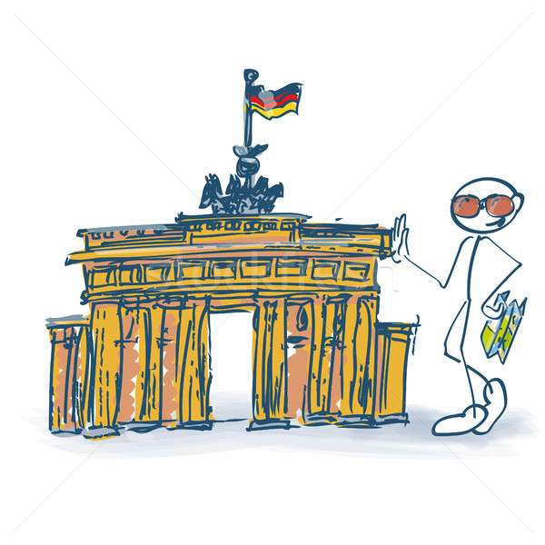 Stick figure as a tourist with Brandenburg Gate in Berlin Stock photo © Ustofre9