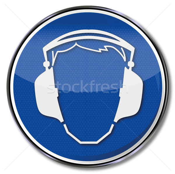Biztonság felirat vigyázat állandóan visel fejhallgató Stock fotó © Ustofre9