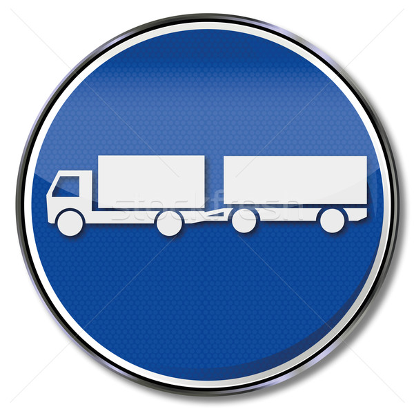 Stock photo: Sign with a long truck