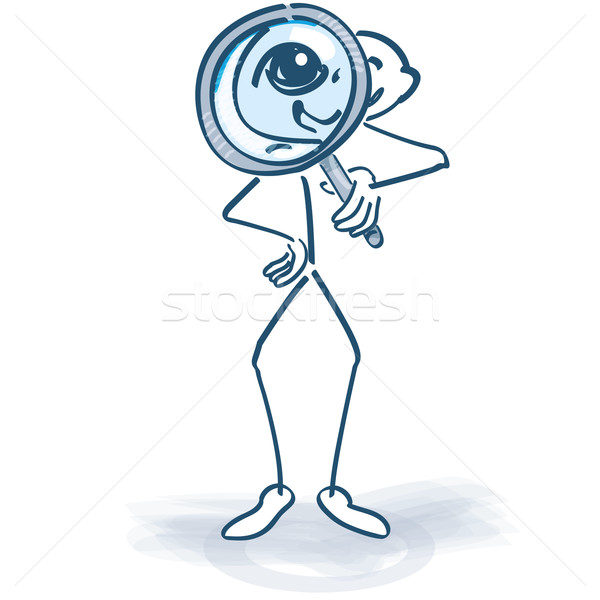Stick figure look through magnifying glass Stock photo © Ustofre9