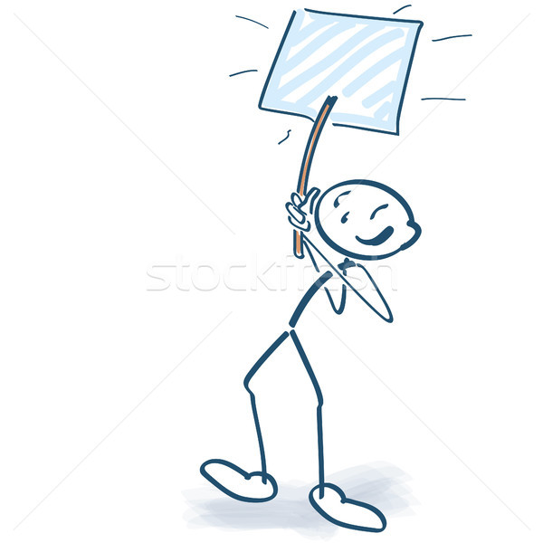 Stick figure marching with sign in the air Stock photo © Ustofre9