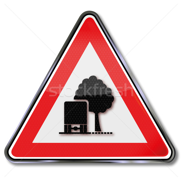 Traffic sign warning avenue of trees and tree crowns as an obstacle Stock photo © Ustofre9