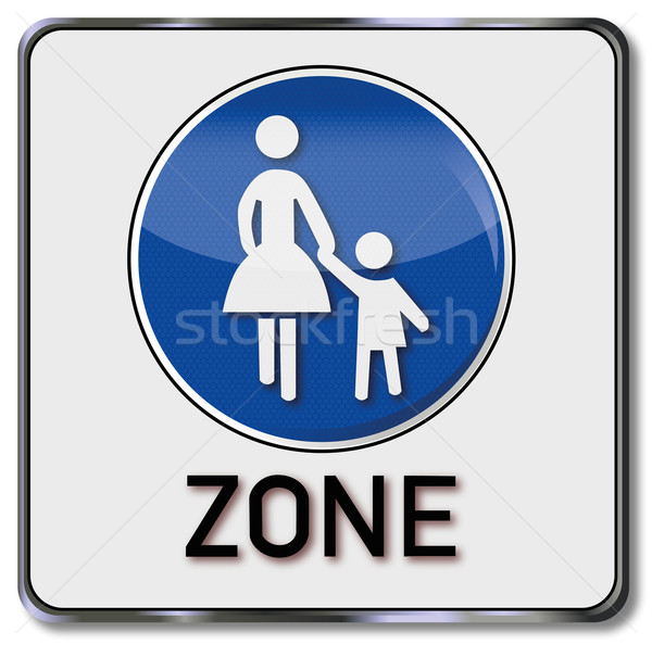 Road sign pedestrian and shopping zone Stock photo © Ustofre9