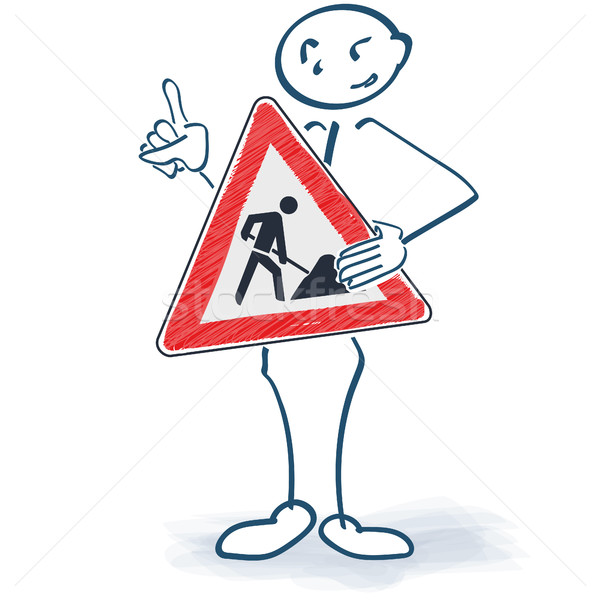 Stick figure with a construction sign in front of the body Stock photo © Ustofre9